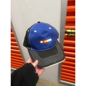 Colorado Flag Baseball Cap‎ Black Blue White Stitching Adjustable Strap